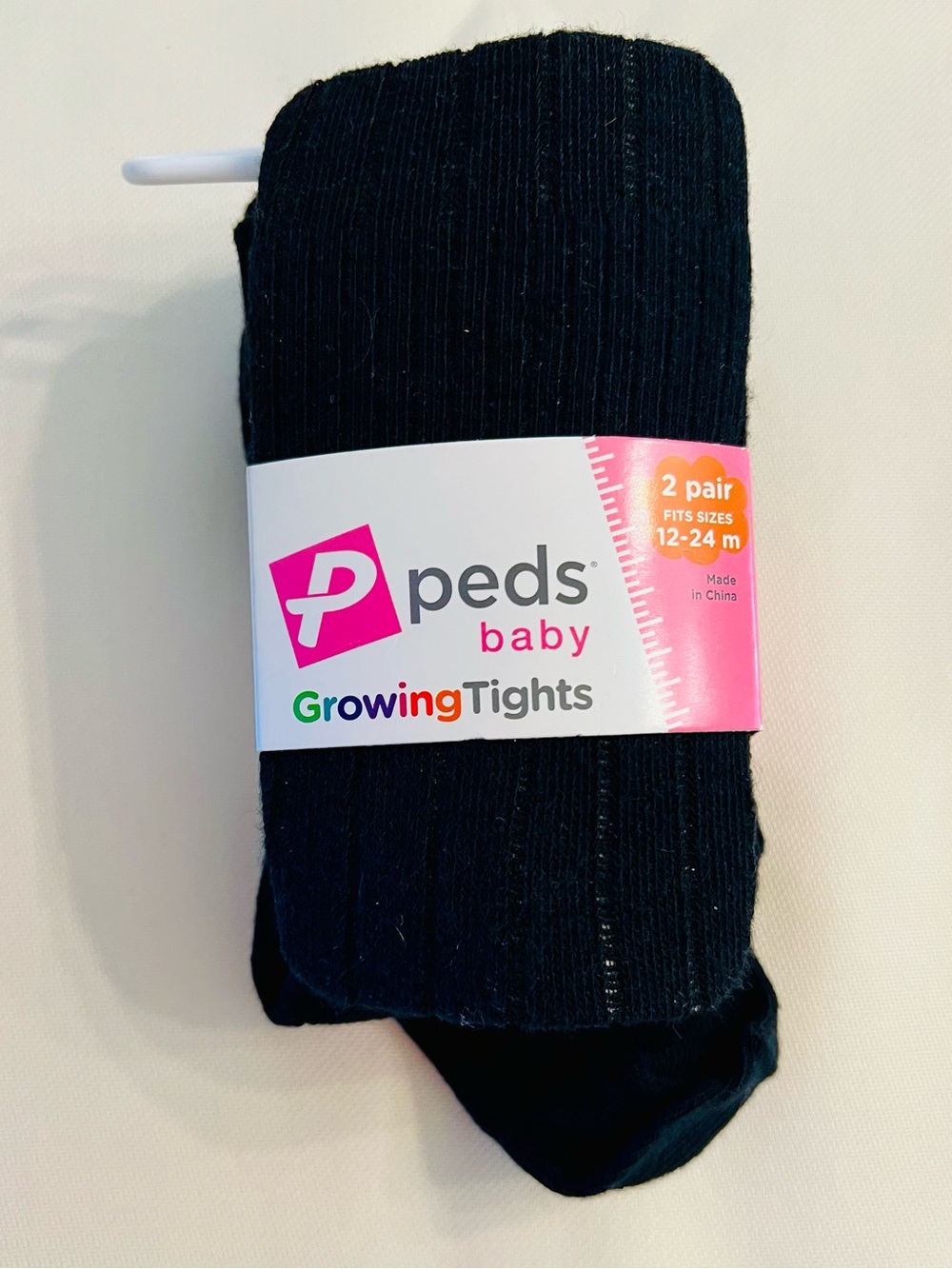 Peds Baby Growing Tights - Black (2 Pair)